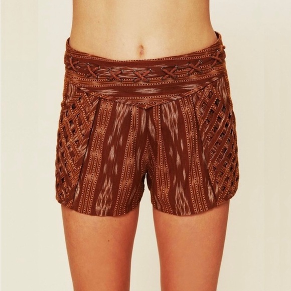 Free People Romantics Patola Ikat Lattice Shorts - Picture 3 of 8